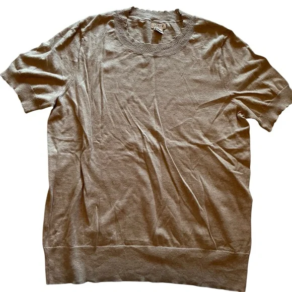 Women’s Set of 3 J. Crew Scalloped Short Sleeve Crewneck Cotton Sweater Sz L - Picture 4 of 10